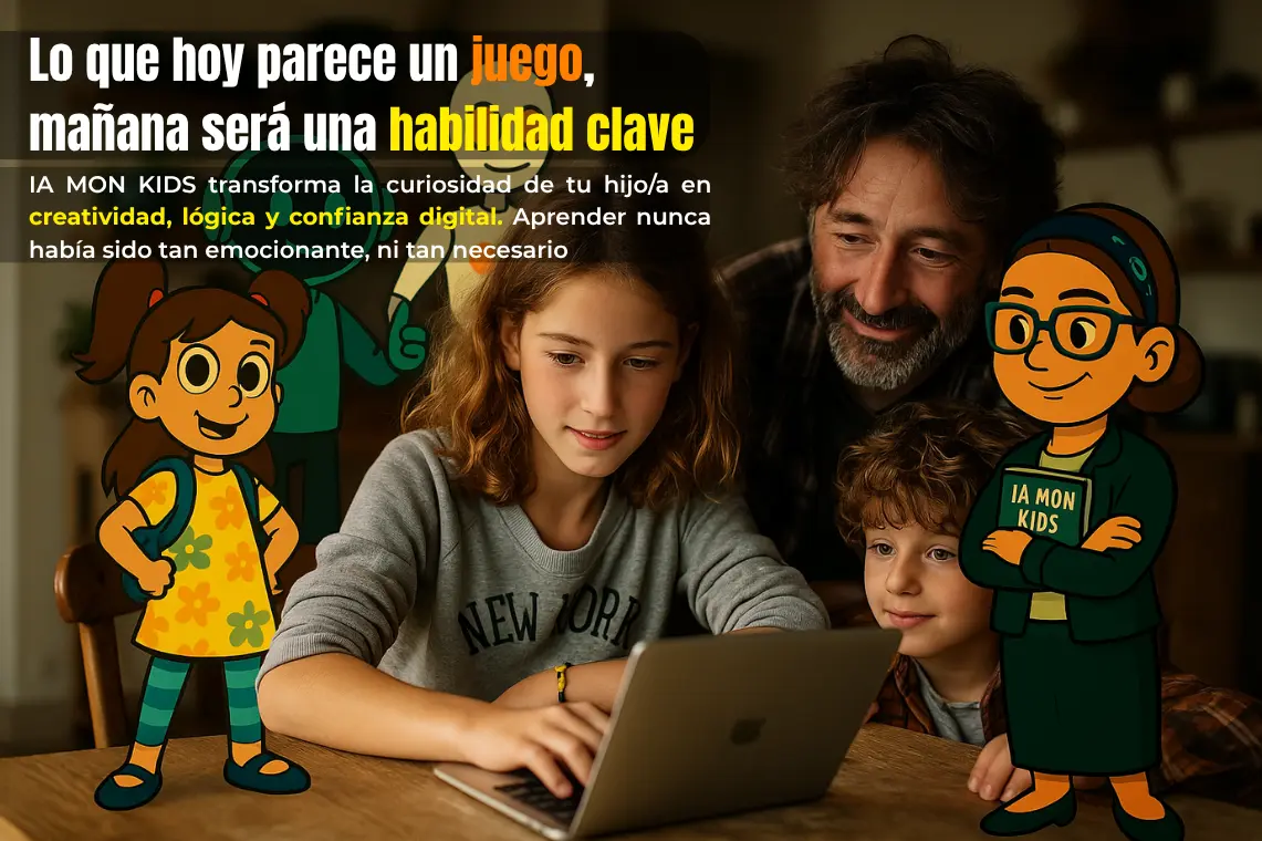 Niños aprendiendo con personajes IA MON KIDS