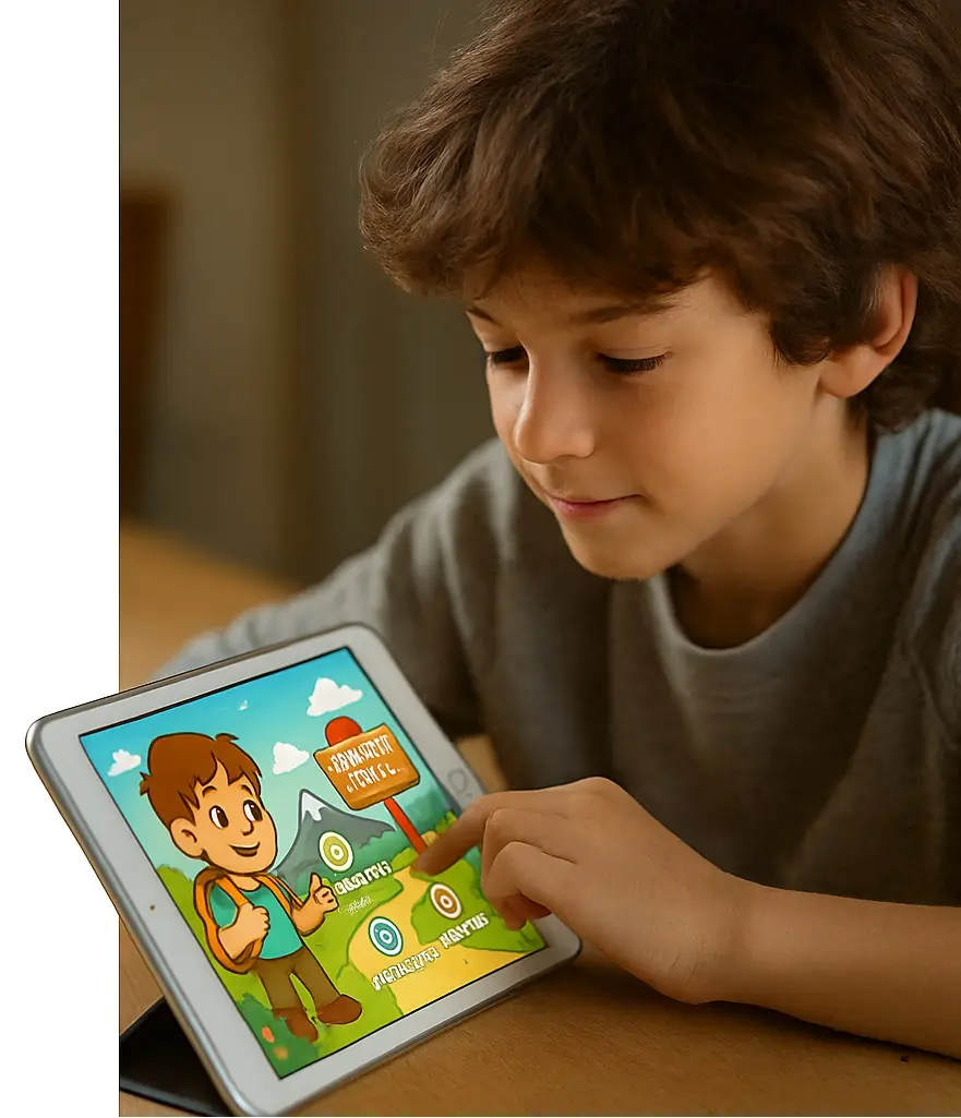 Niño usando IA MON Kids