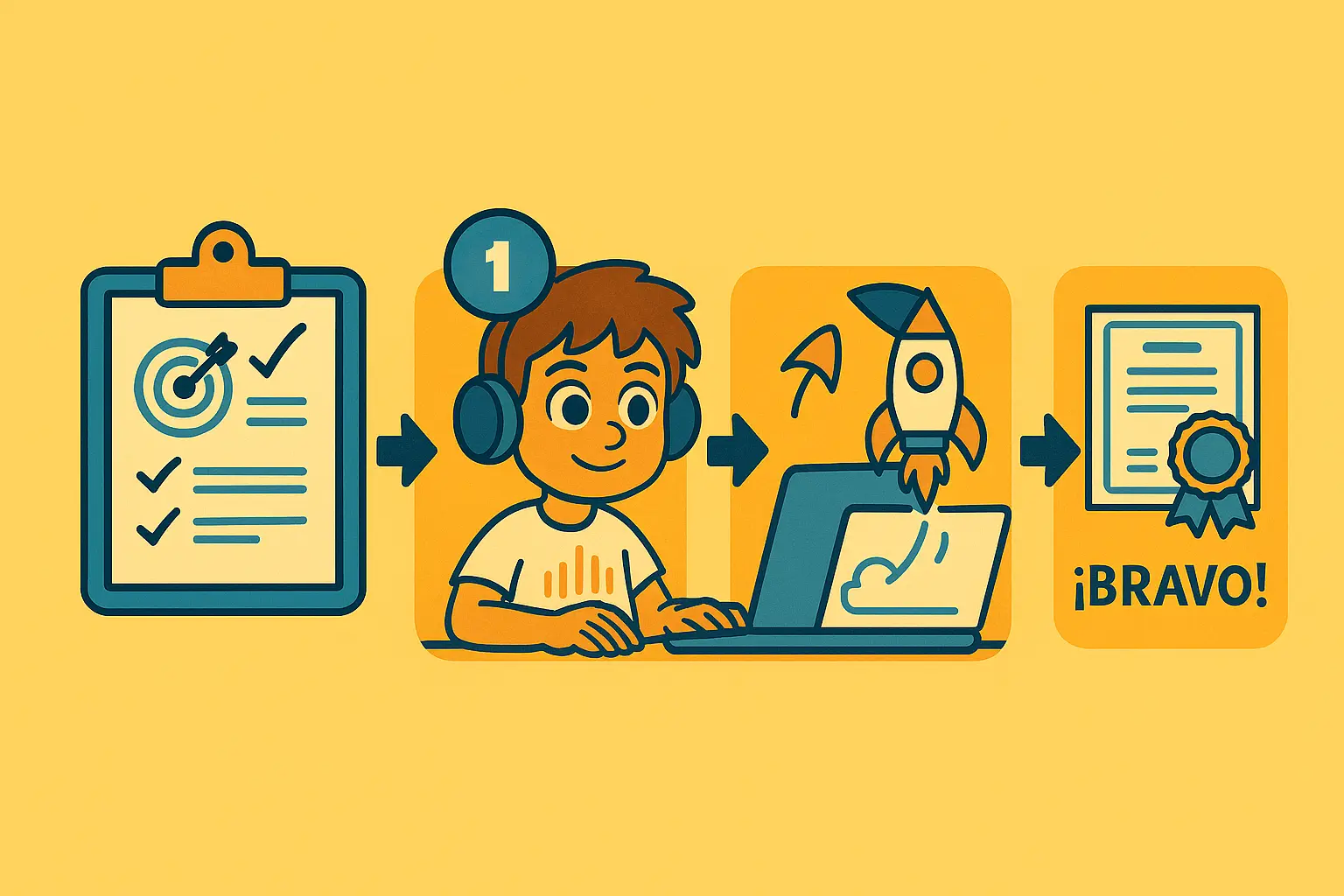 Estructura visual del curso IA MON Kids